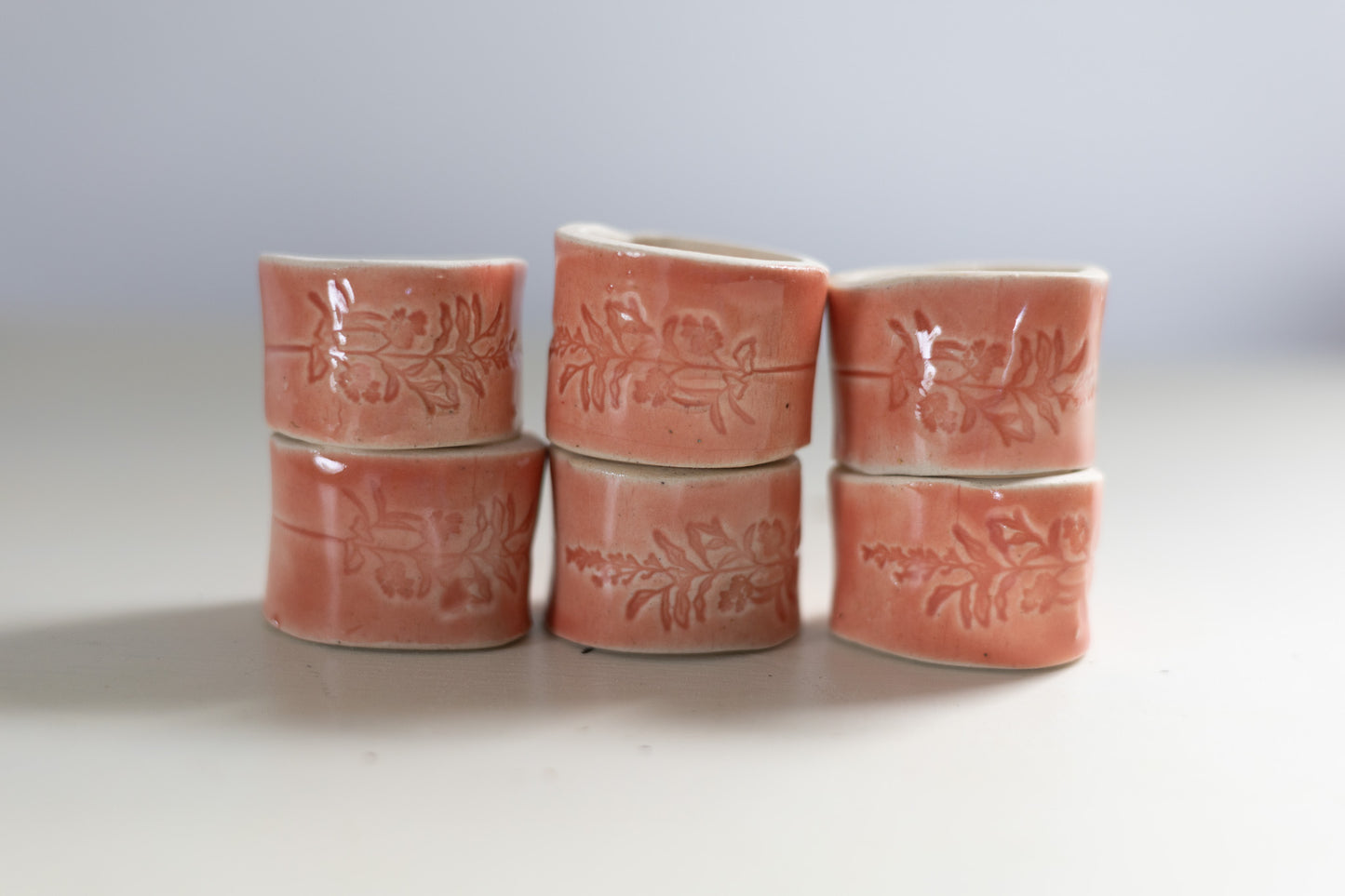 Floral napkin ring set (6) - mini - poppy