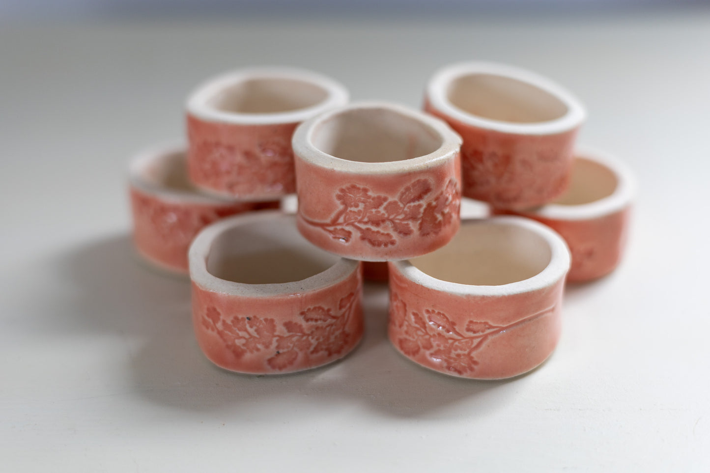 Floral napkin ring set (8) - mini - poppy