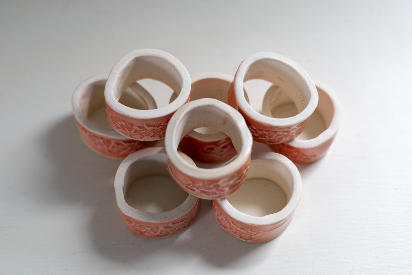 Floral napkin ring set (8) - mini - poppy
