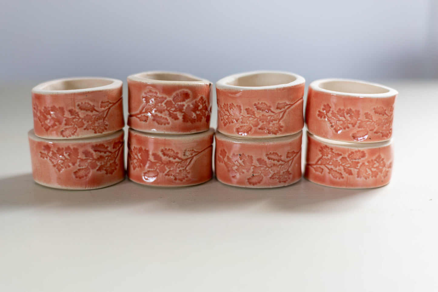 Floral napkin ring set (8) - mini - poppy