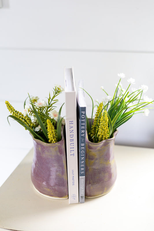Vase bookends - XL - green/purple