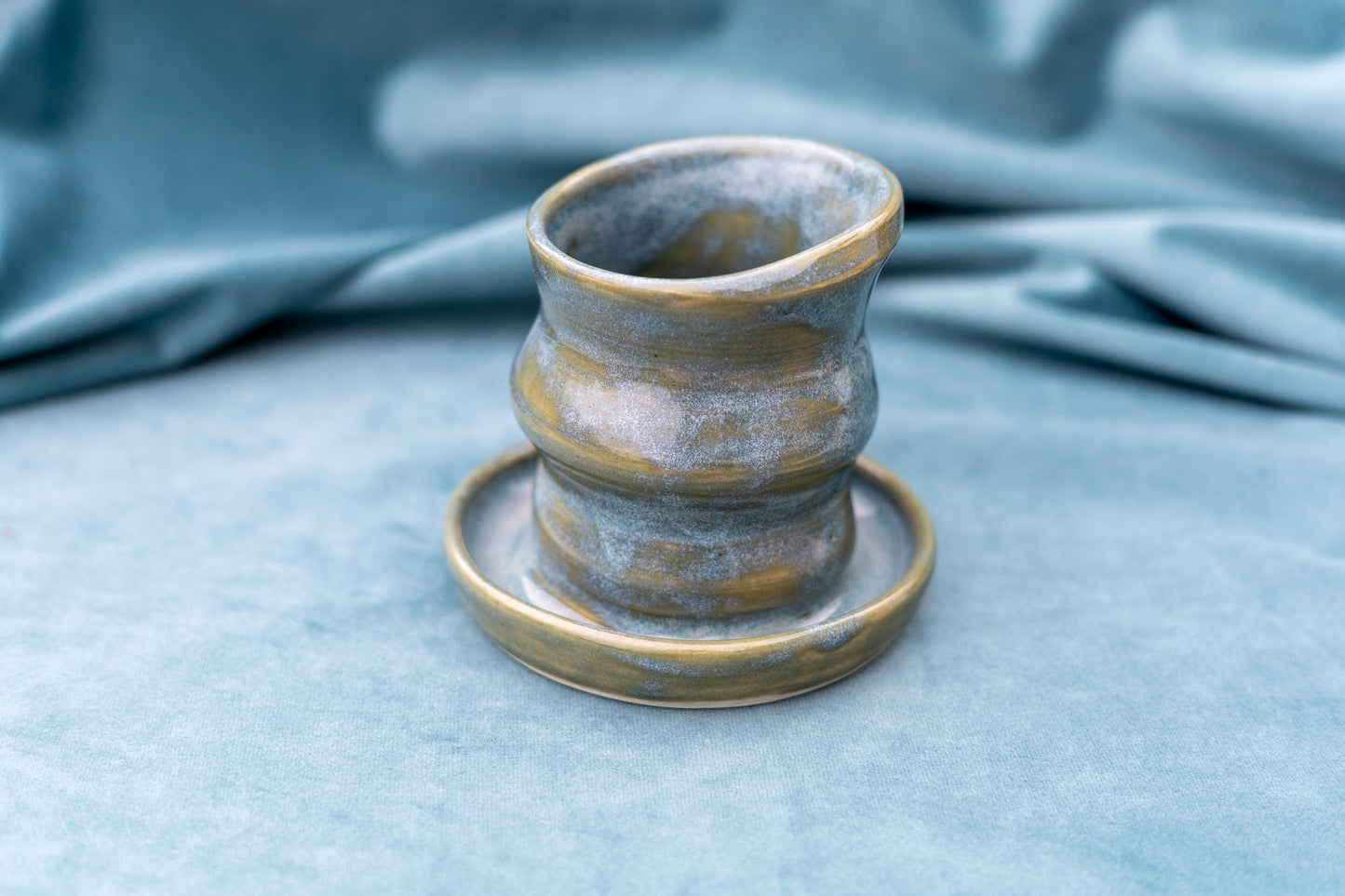 Planter - small - slanted blue/green - drainage hole