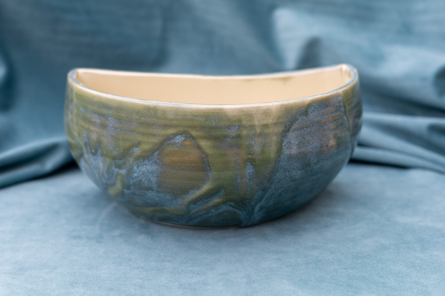 Decorative bowl - large - blue/green - semi circle - SECOND