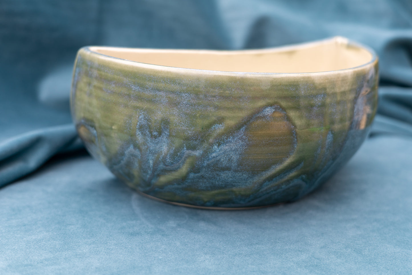 Decorative bowl - large - blue/green - semi circle - SECOND