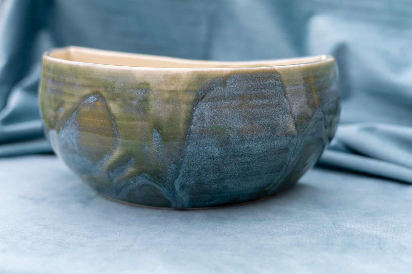 Decorative bowl - large - blue/green - semi circle - SECOND