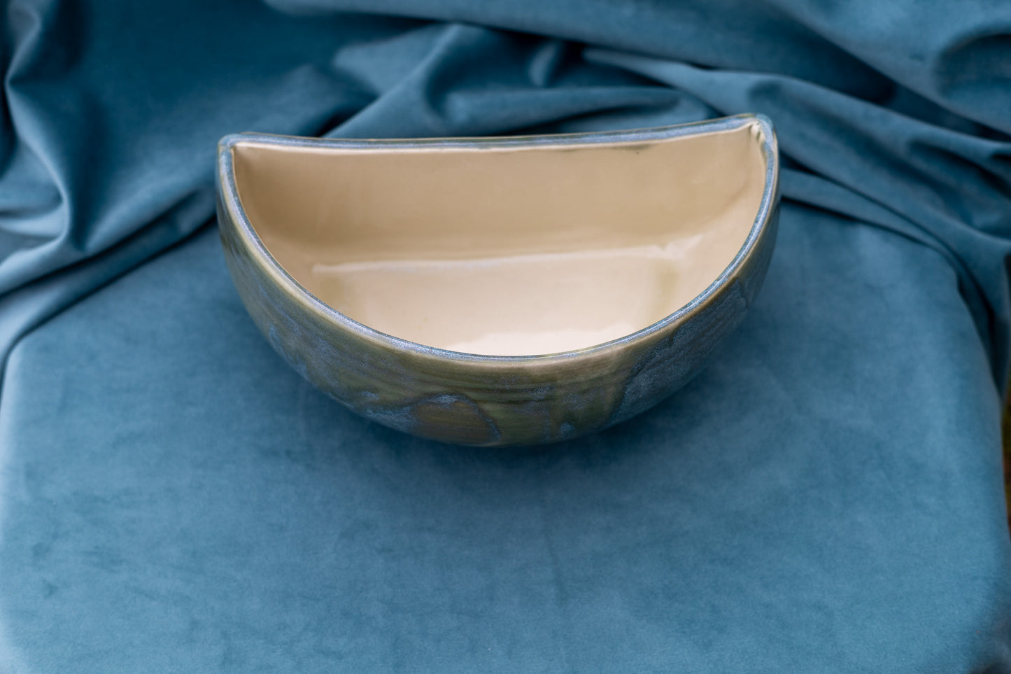 Decorative bowl - large - blue/green - semi circle - SECOND
