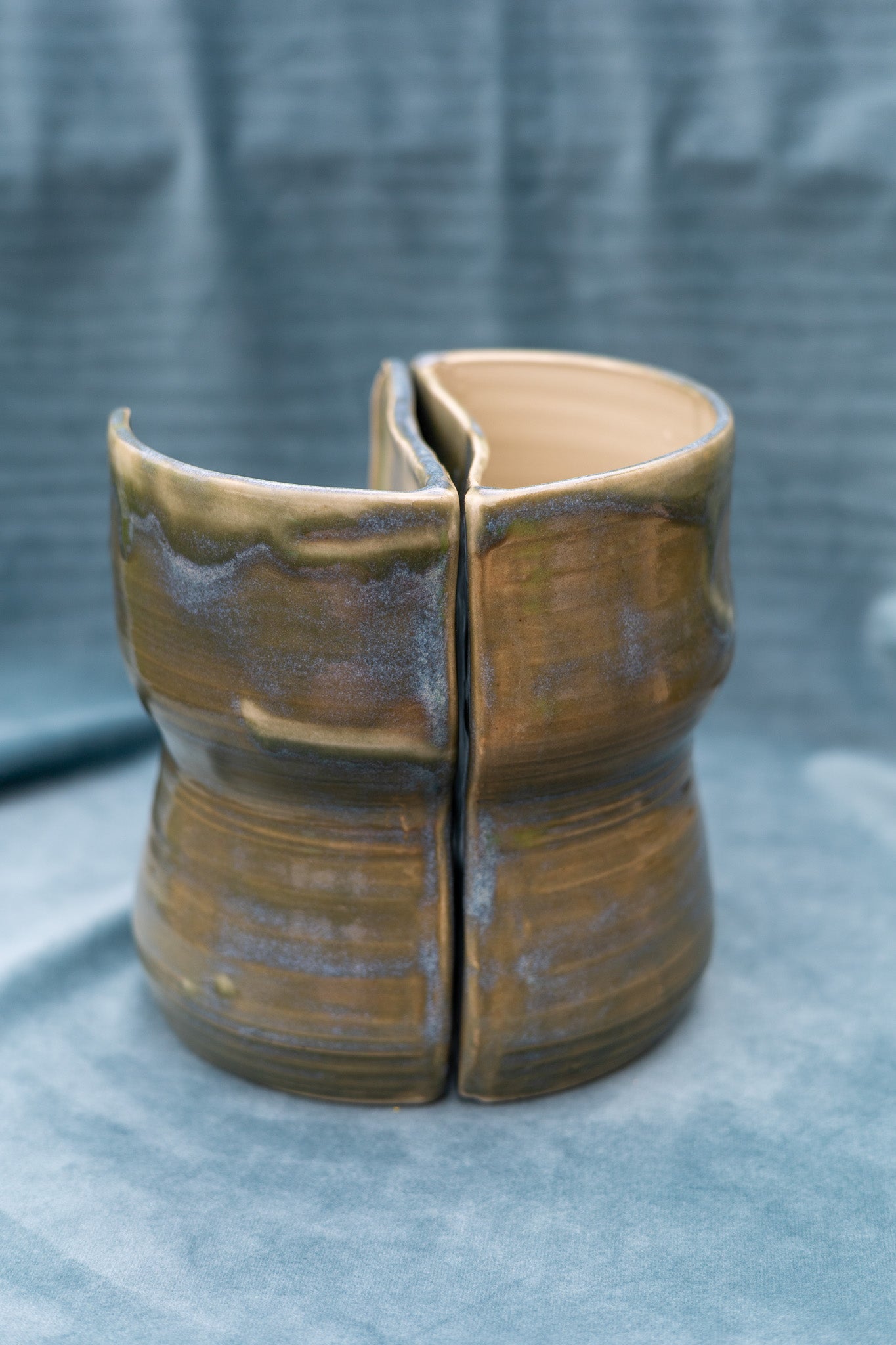 Vase bookends - large - green/blue - asymmetrical - SECOND
