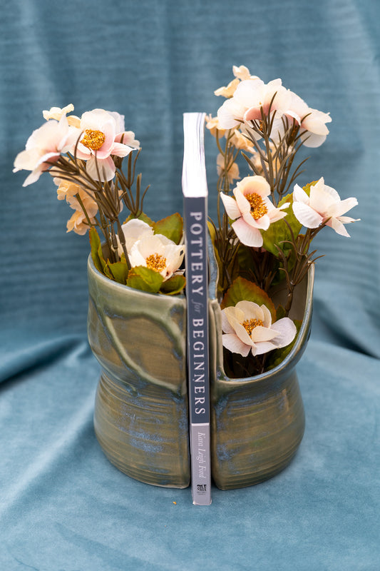 Vase bookends - large - green/blue - asymmetrical - SECOND