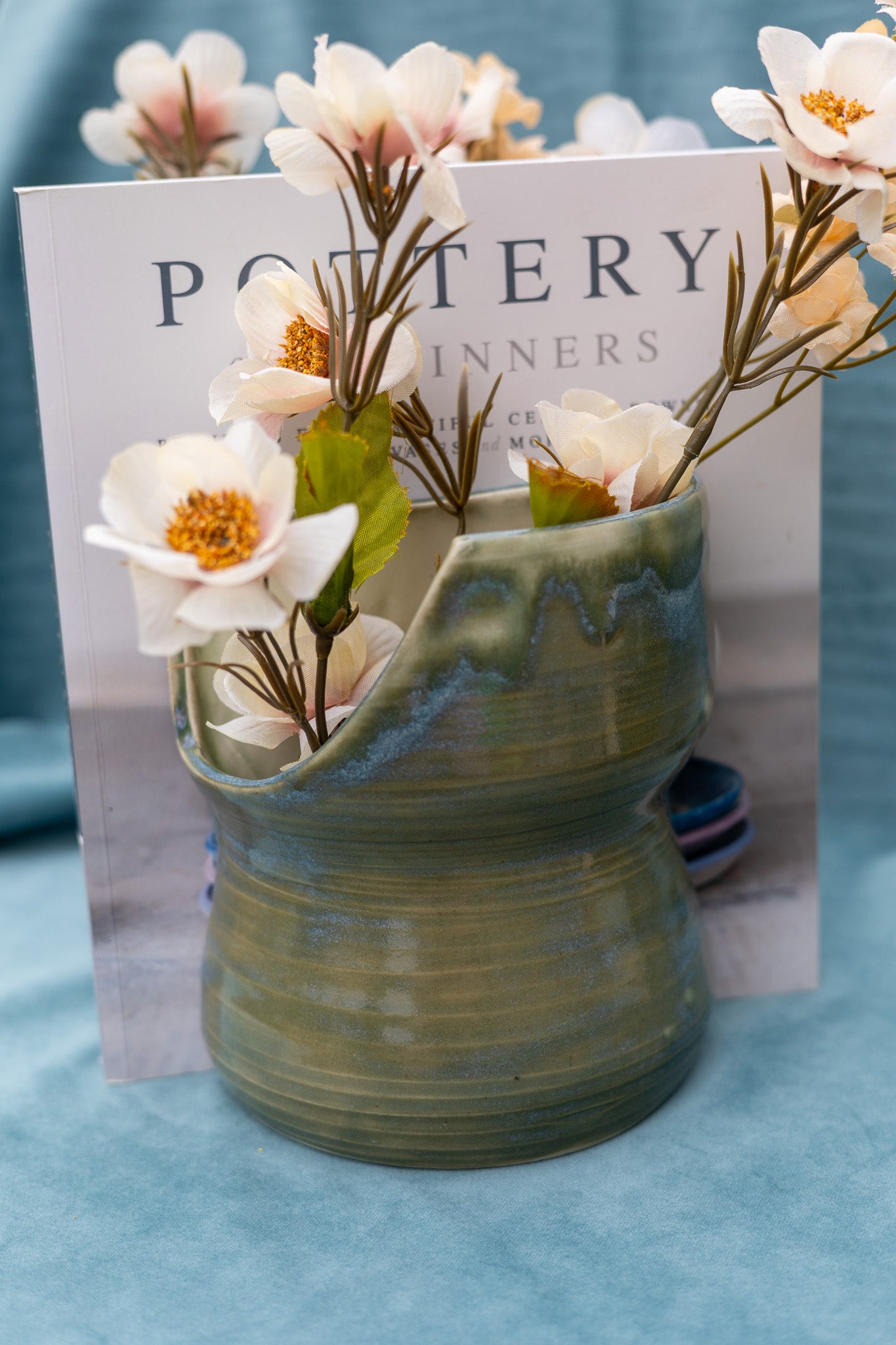 Vase bookends - large - green/blue - asymmetrical - SECOND