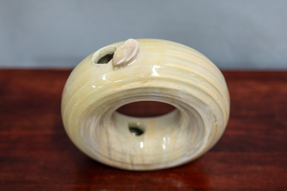 Donut vase - large - yellow/pink