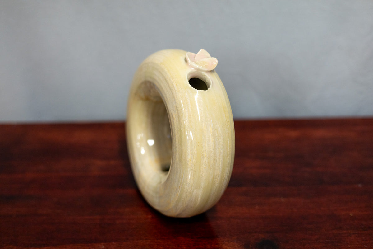 Donut vase - large - yellow/pink
