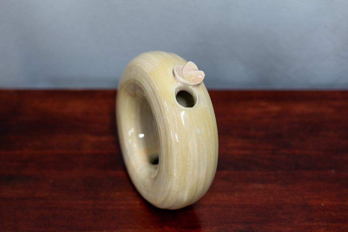 Donut vase - large - yellow/pink