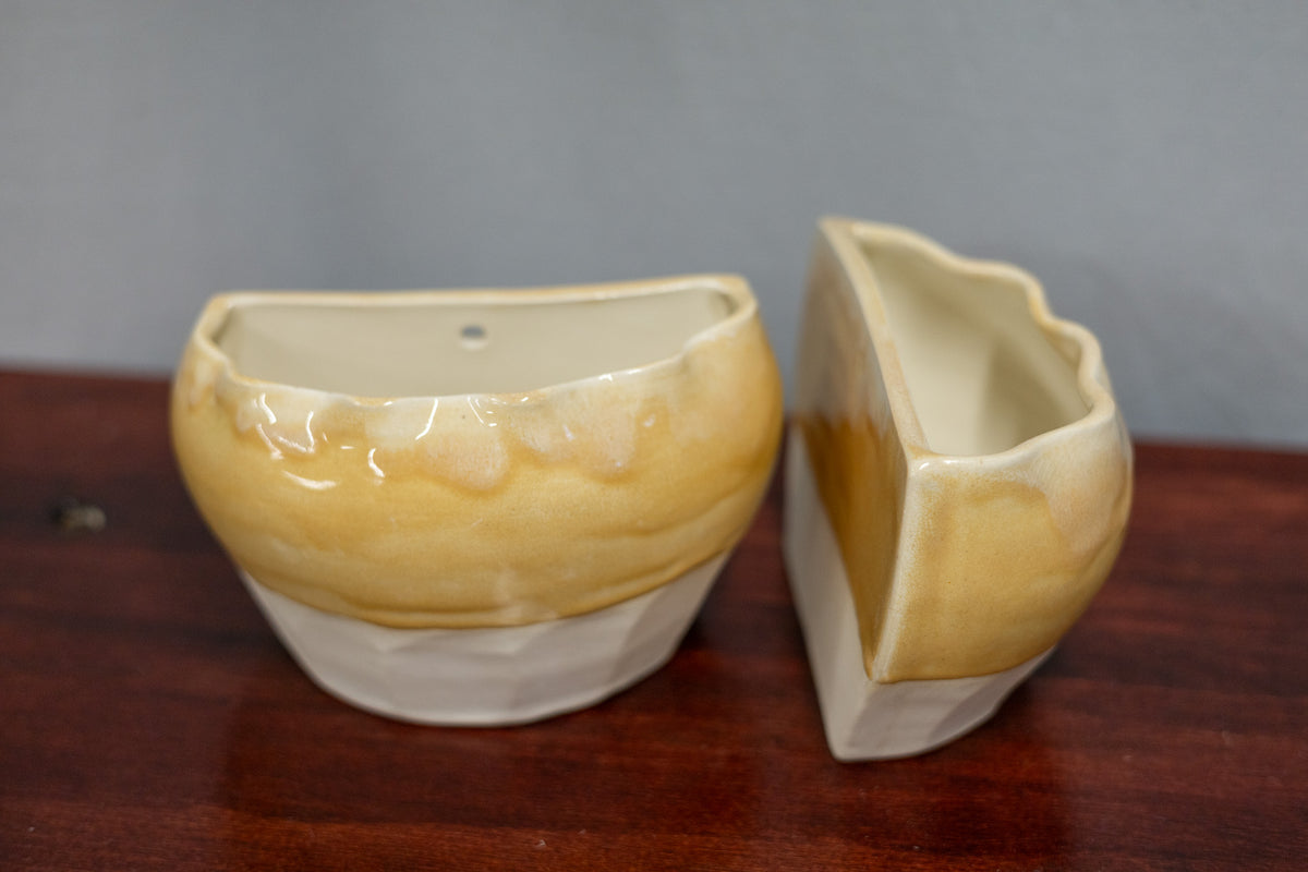 Vase bookends - large - yellow carved