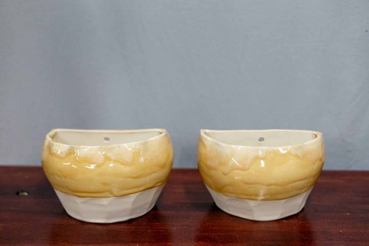 Vase bookends - large - yellow carved