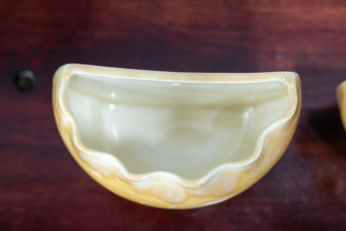Vase bookends - large - yellow carved