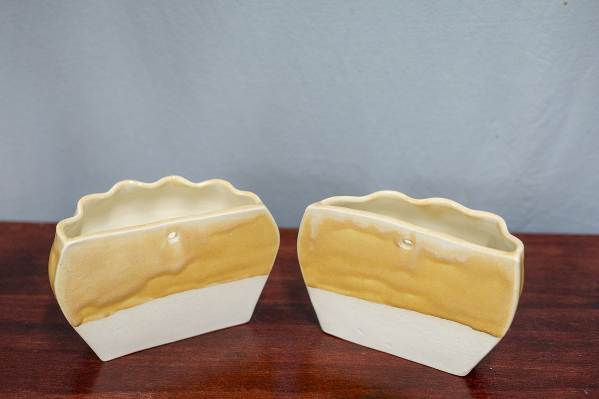 Vase bookends - large - yellow carved